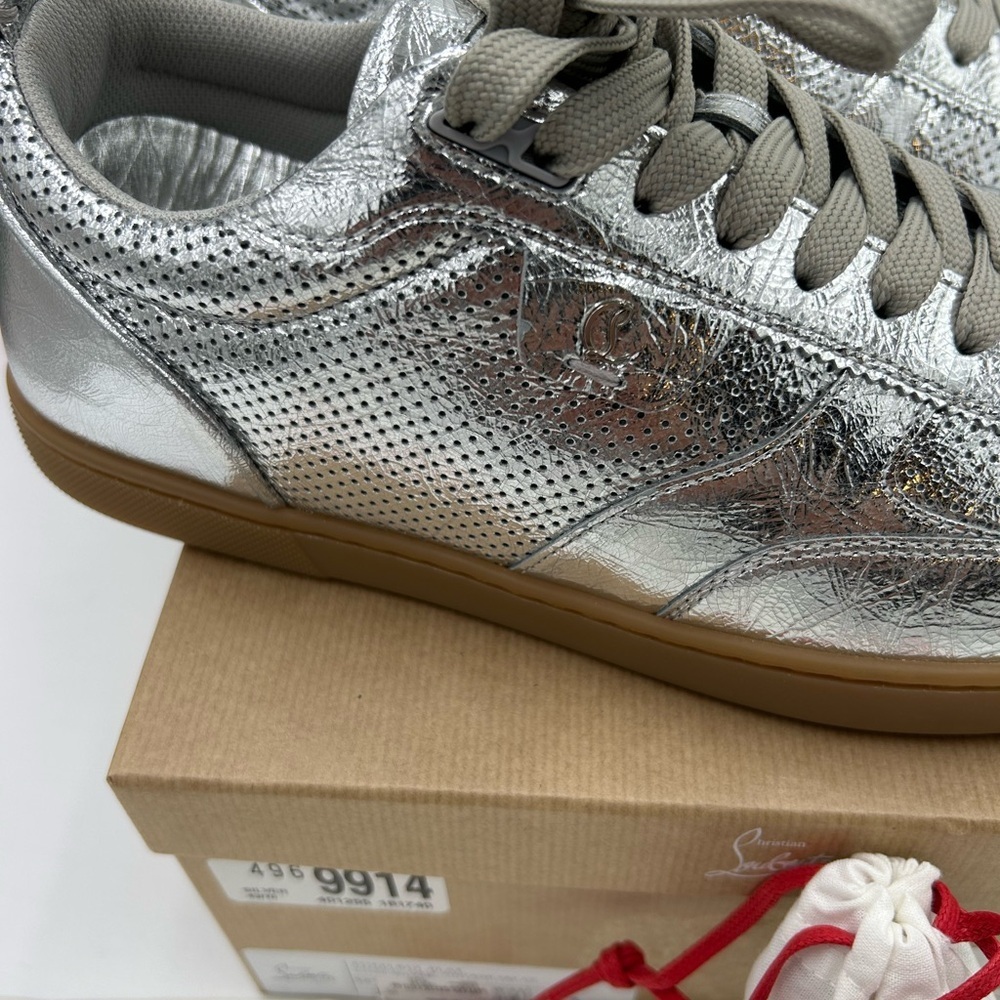 Men's Christian Louboutin tutti rui low top metallic leather sneakers size 43 - Picture 13 of 13